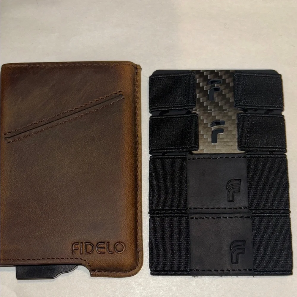 Fidelo Men’s Ultra Slim Hybrid Leather Wallet card holder Rustic Brown NWT